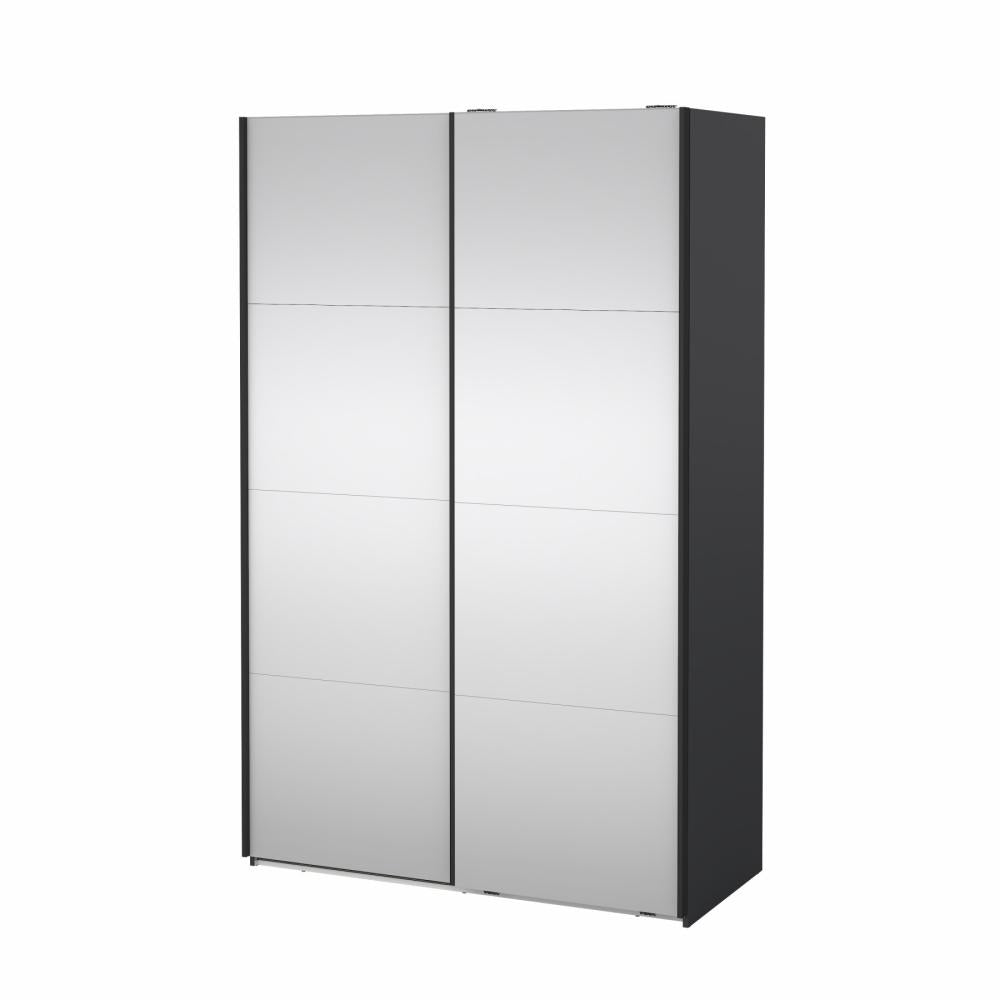Bergamo Robe 2 Door Sliding Robe, Both Mirrored - Grey 140cm
