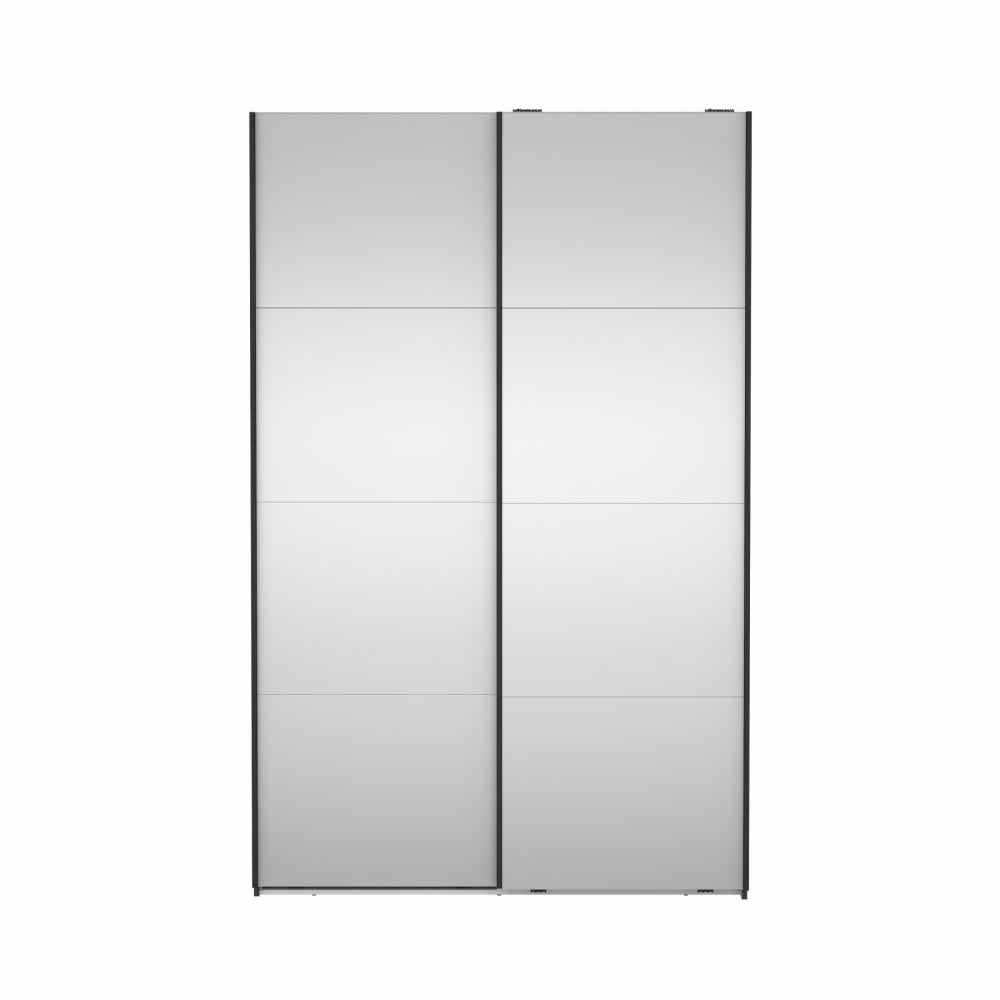 Bergamo Robe 2 Door Sliding Robe, Both Mirrored - Grey 140cm