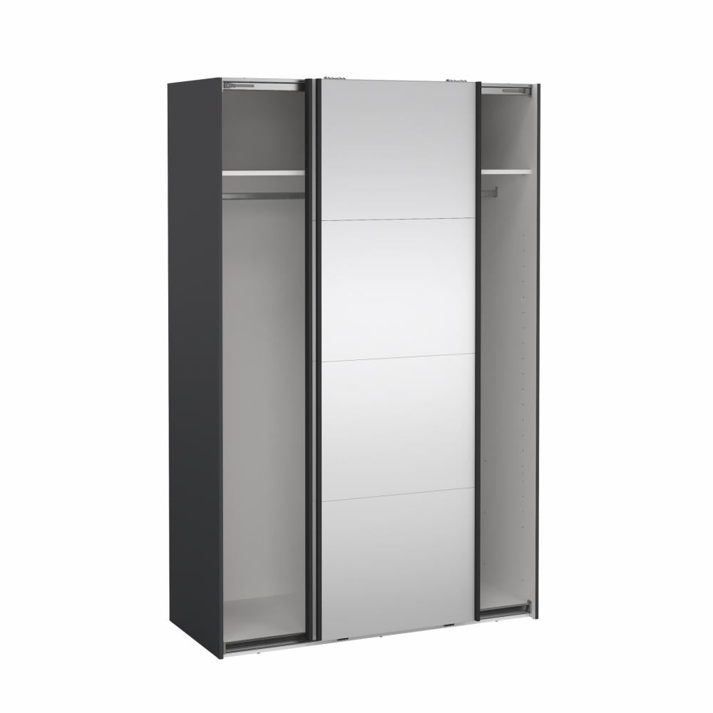 Bergamo Robe 2 Door Sliding Robe, Both Mirrored - Grey 140cm