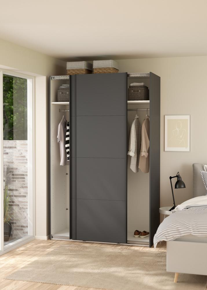 Bergamo Robe 2 Door Sliding Robe with NO Mirror - Matt Grey 140cm