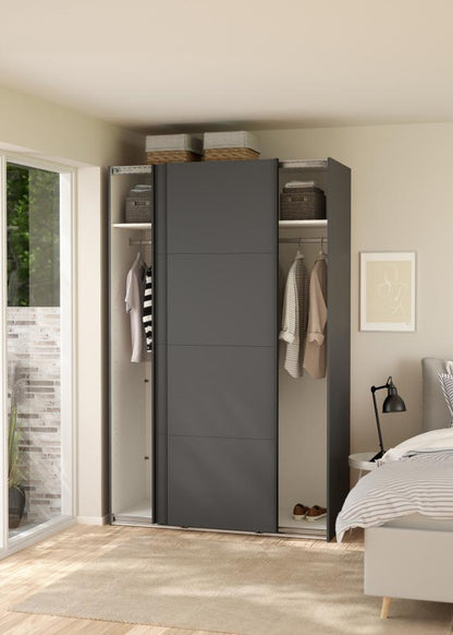 Bergamo Robe 2 Door Sliding Robe with NO Mirror - Matt Grey 140cm