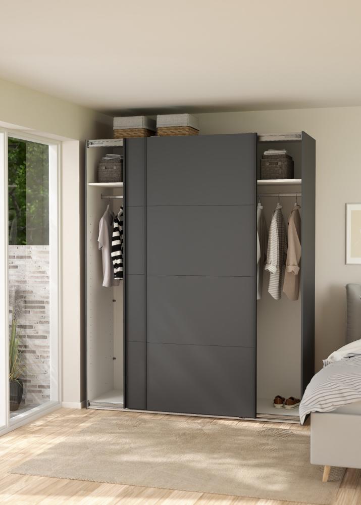 Bergamo Robe 2 Door Sliding Robe with NO Mirror - Matt Grey 180cm