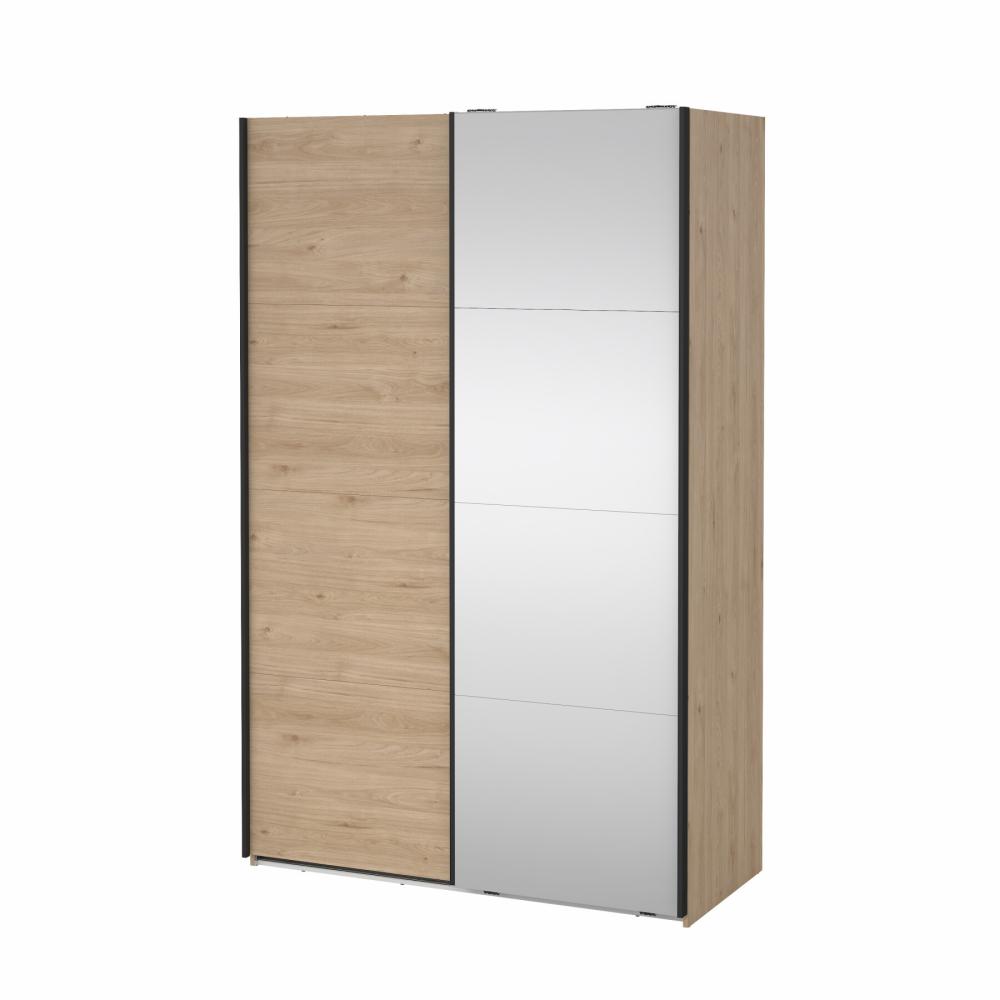 Bergamo Sliding Robe - 1 Mirrored Door + 1 Plain Door - Jackson Hickory 140cm