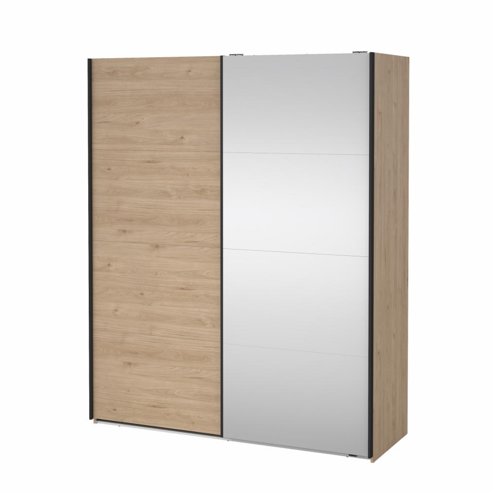 Bergamo Sliding Robe - 1 Mirrored Door + 1 Plain Door - Jackson Hickory 180cm