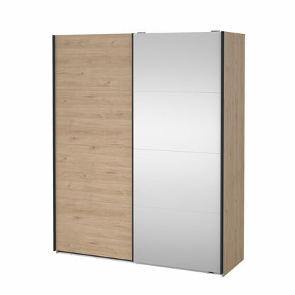 Bergamo Sliding Robe - 1 Mirrored Door + 1 Plain Door - Jackson Hickory 180cm