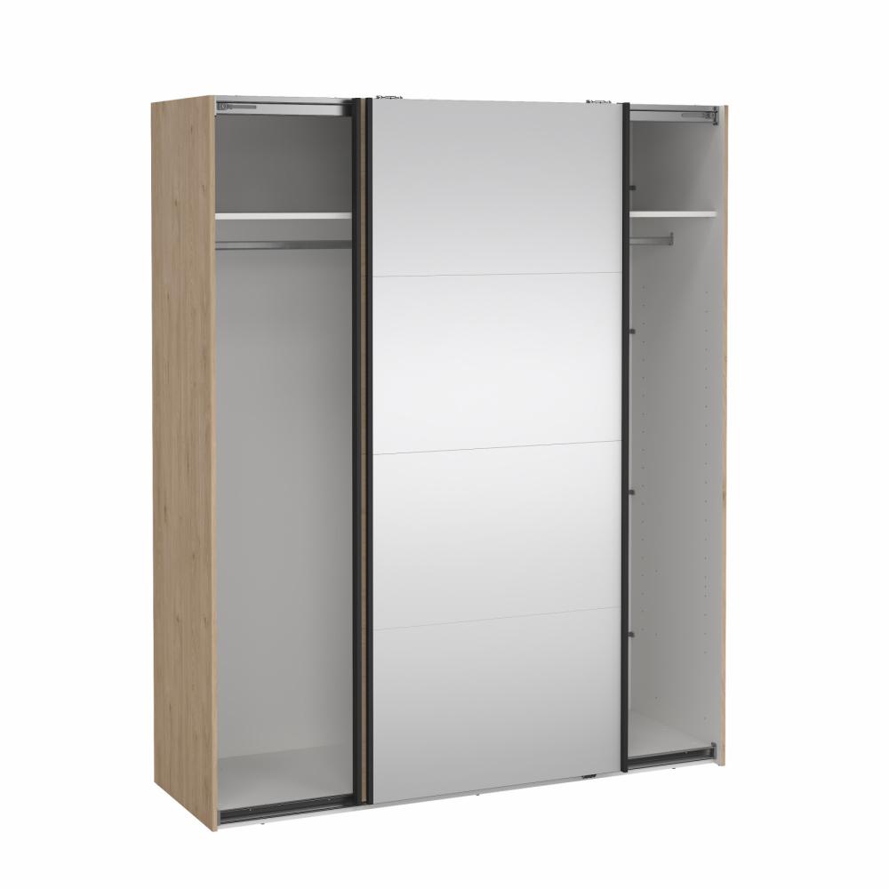 Bergamo Sliding Robe - 1 Mirrored Door + 1 Plain Door - Jackson Hickory 180cm