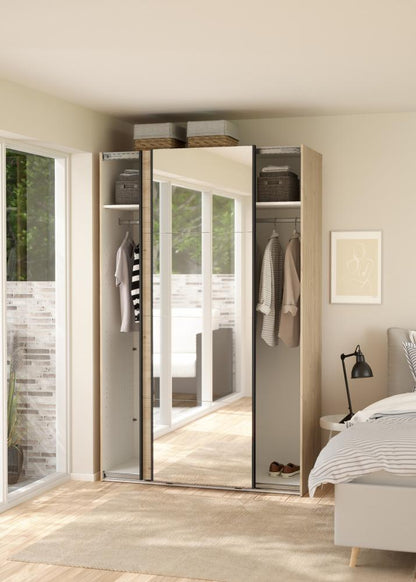Bergamo Sliding Robe - 1 Mirrored Door + 1 Plain Door - Jackson Hickory 140cm