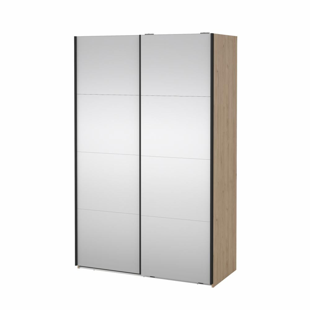 Bergamo Robe 2 Door Sliding Robe, Both Mirrored - Jackson Hickory 140cm