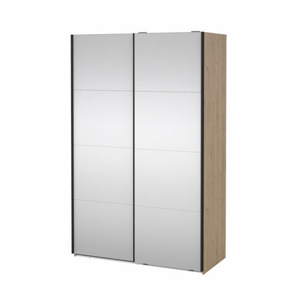 Bergamo Robe 2 Door Sliding Robe, Both Mirrored - Jackson Hickory 140cm