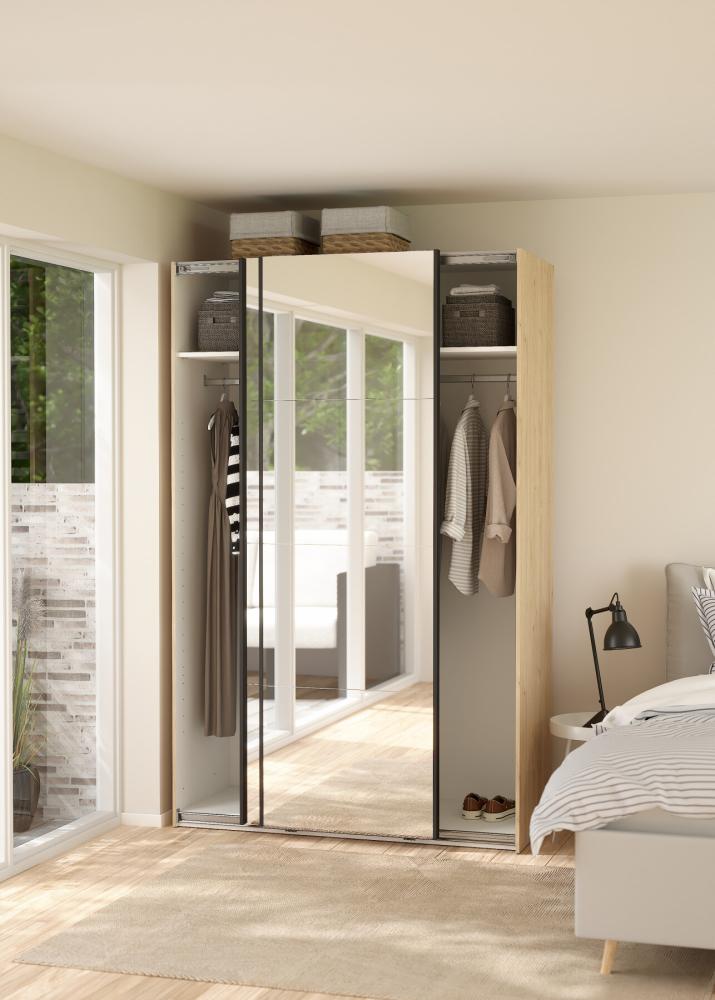 Bergamo Robe 2 Door Sliding Robe, Both Mirrored - Jackson Hickory 140cm