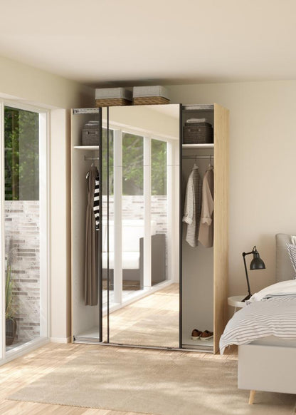 Bergamo Robe 2 Door Sliding Robe, Both Mirrored - Jackson Hickory 140cm