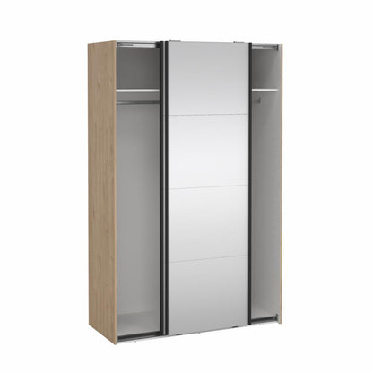 Bergamo Robe 2 Door Sliding Robe, Both Mirrored - Jackson Hickory 140cm