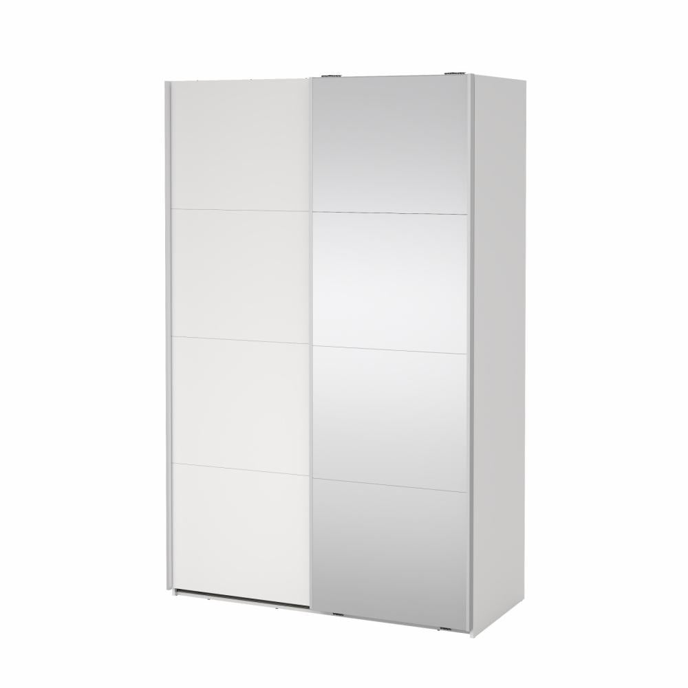 Bergamo Sliding Robe - 1 Mirrored Door + 1 Plain Door  - White 140cm