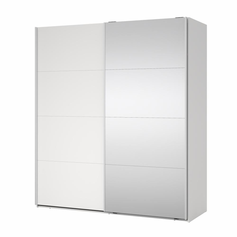 Bergamo Sliding Robe - 1 Mirrored Door + 1 Plain Door  - White 180cm