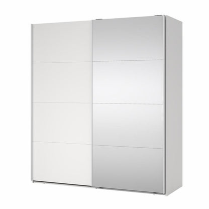 Bergamo Sliding Robe - 1 Mirrored Door + 1 Plain Door  - White 180cm