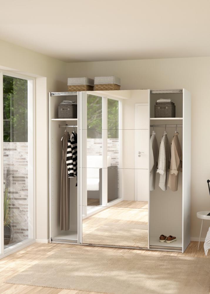 Bergamo Sliding Robe - 1 Mirrored Door + 1 Plain Door  - White 180cm
