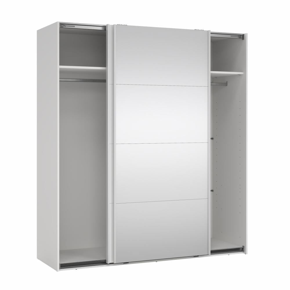 Bergamo Sliding Robe - 1 Mirrored Door + 1 Plain Door  - White 180cm