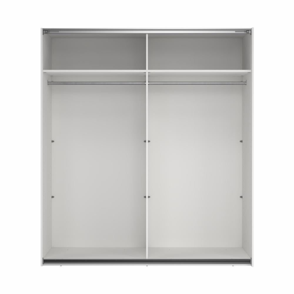 Bergamo Sliding Robe - 1 Mirrored Door + 1 Plain Door  - White 180cm