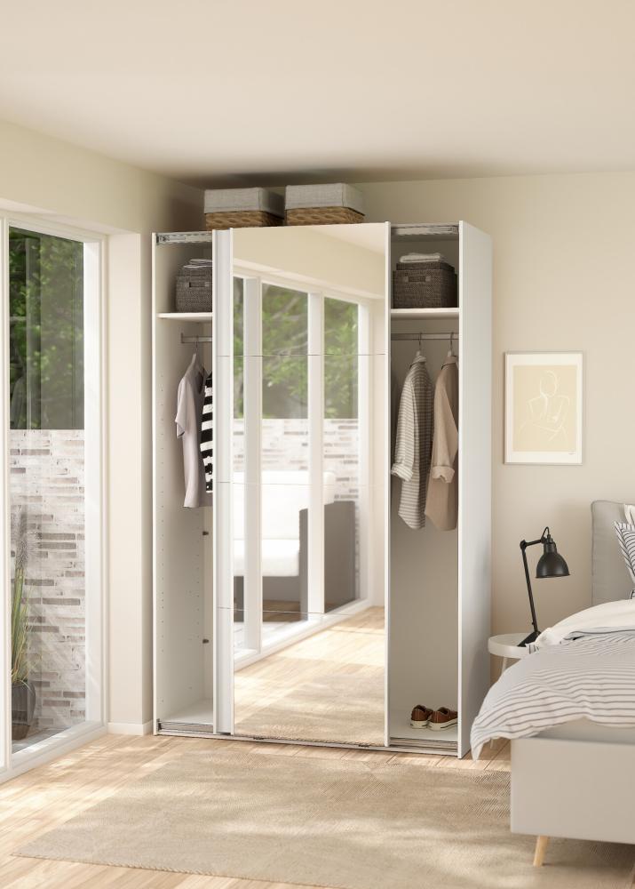 Bergamo Sliding Robe - 1 Mirrored Door + 1 Plain Door  - White 140cm