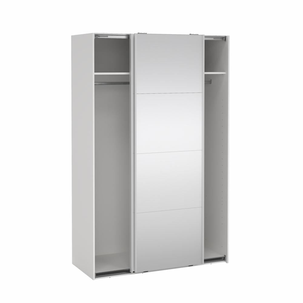 Bergamo Sliding Robe - 1 Mirrored Door + 1 Plain Door  - White 140cm