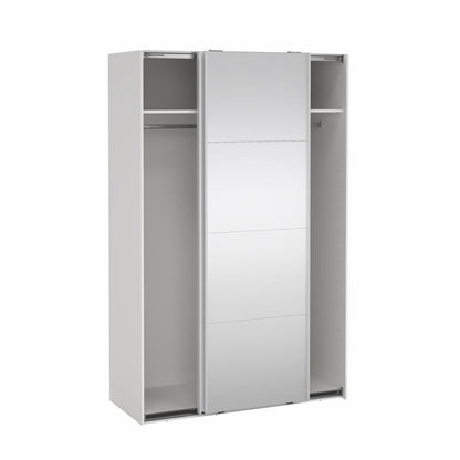 Bergamo Sliding Robe - 1 Mirrored Door + 1 Plain Door  - White 140cm