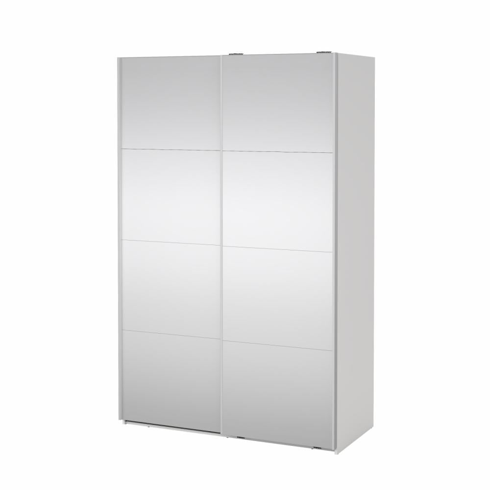 Bergamo Robe 2 Door Sliding Robe, Both Mirrored - White 140cm