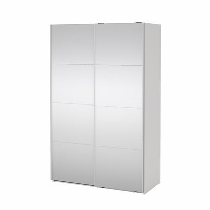 Bergamo Robe 2 Door Sliding Robe, Both Mirrored - White 140cm
