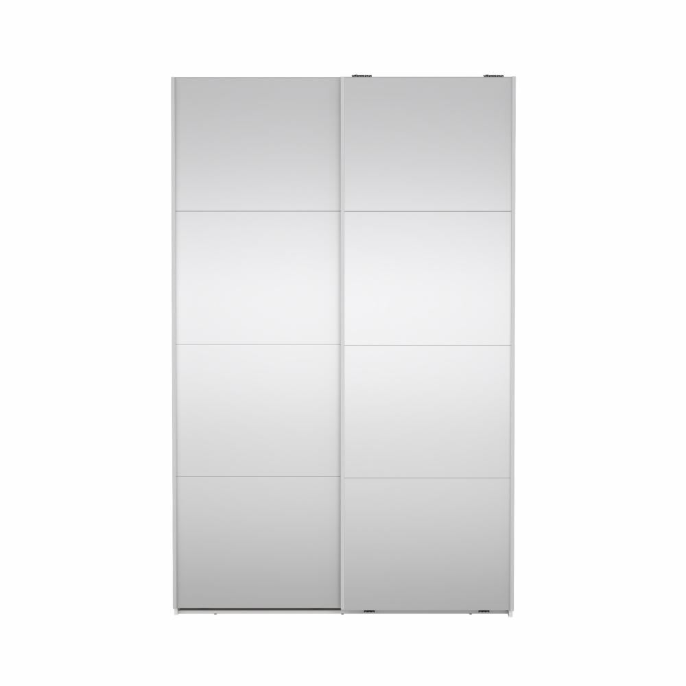 Bergamo Robe 2 Door Sliding Robe, Both Mirrored - White 140cm