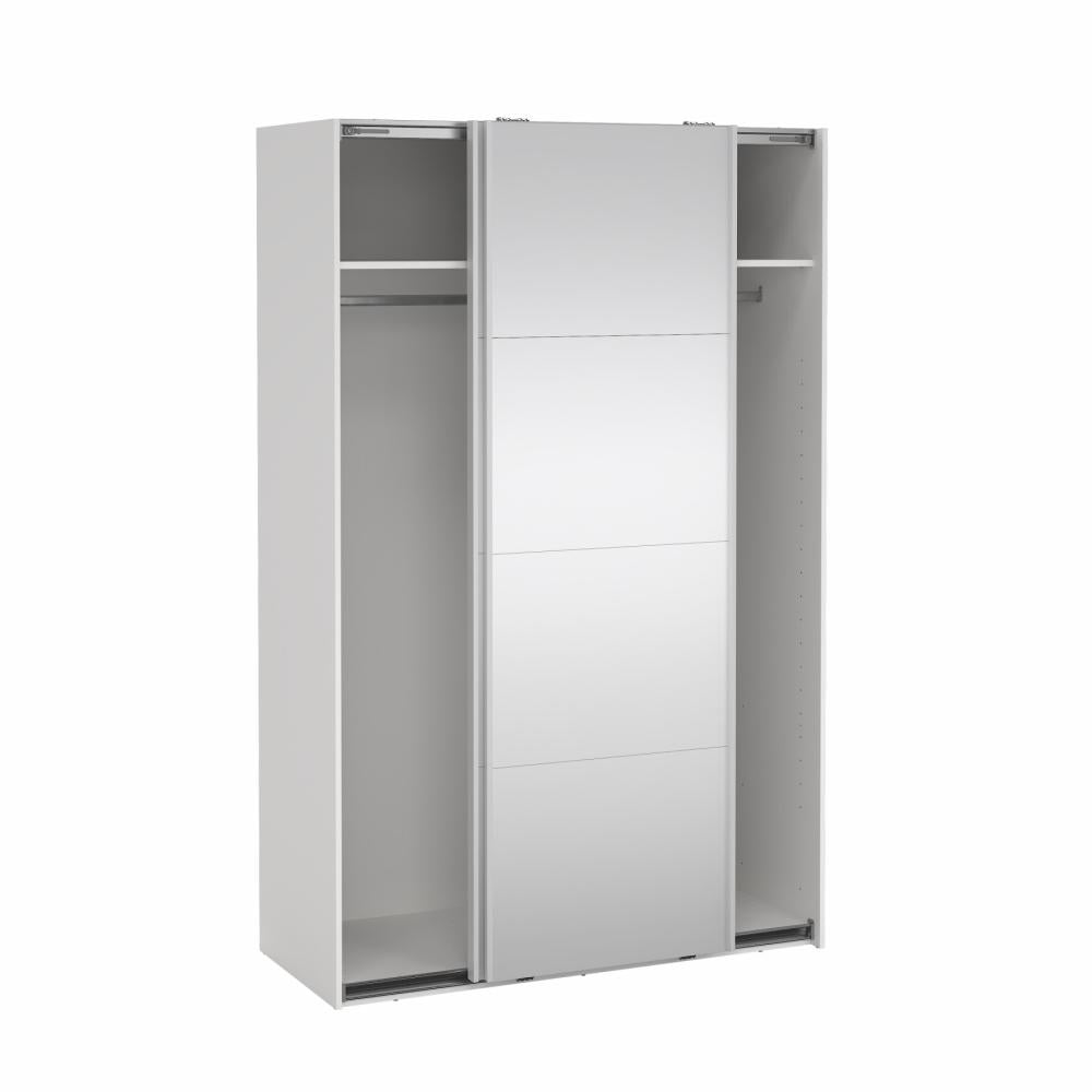 Bergamo Robe 2 Door Sliding Robe, Both Mirrored - White 140cm