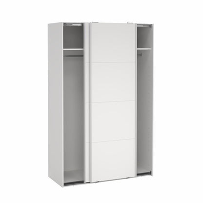 Bergamo Robe 2 Door Sliding Robe with NO Mirror - White 140cm