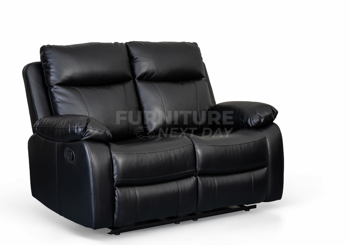 Barnhill 3+2 Leather Suite - Black