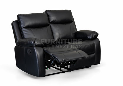 Barnhill 3+2 Leather Suite - Black