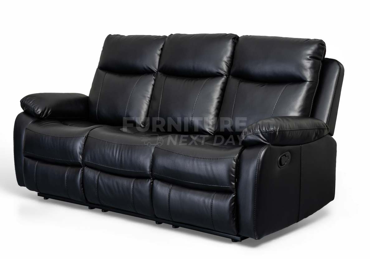 Barnhill 3+2 Leather Suite - Black