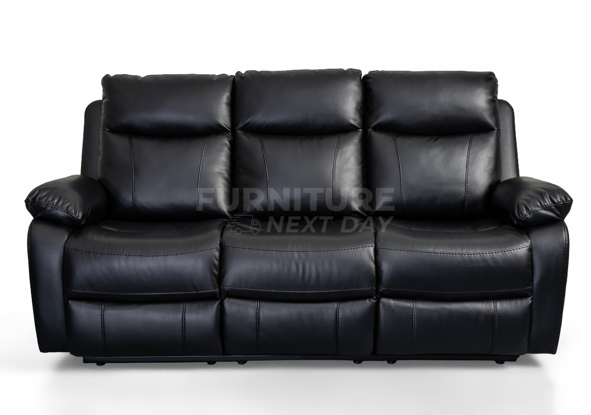 Barnhill 3+2 Leather Suite - Black