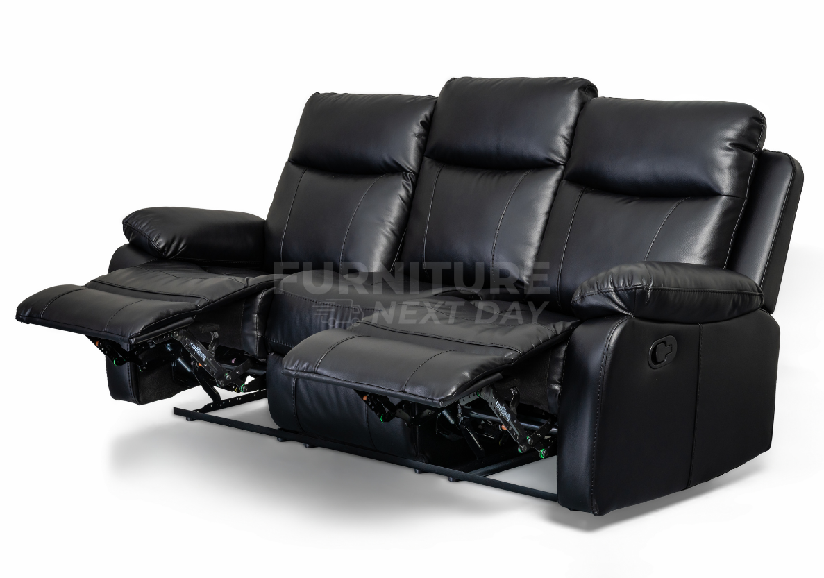 Barnhill 3+2 Leather Suite - Black