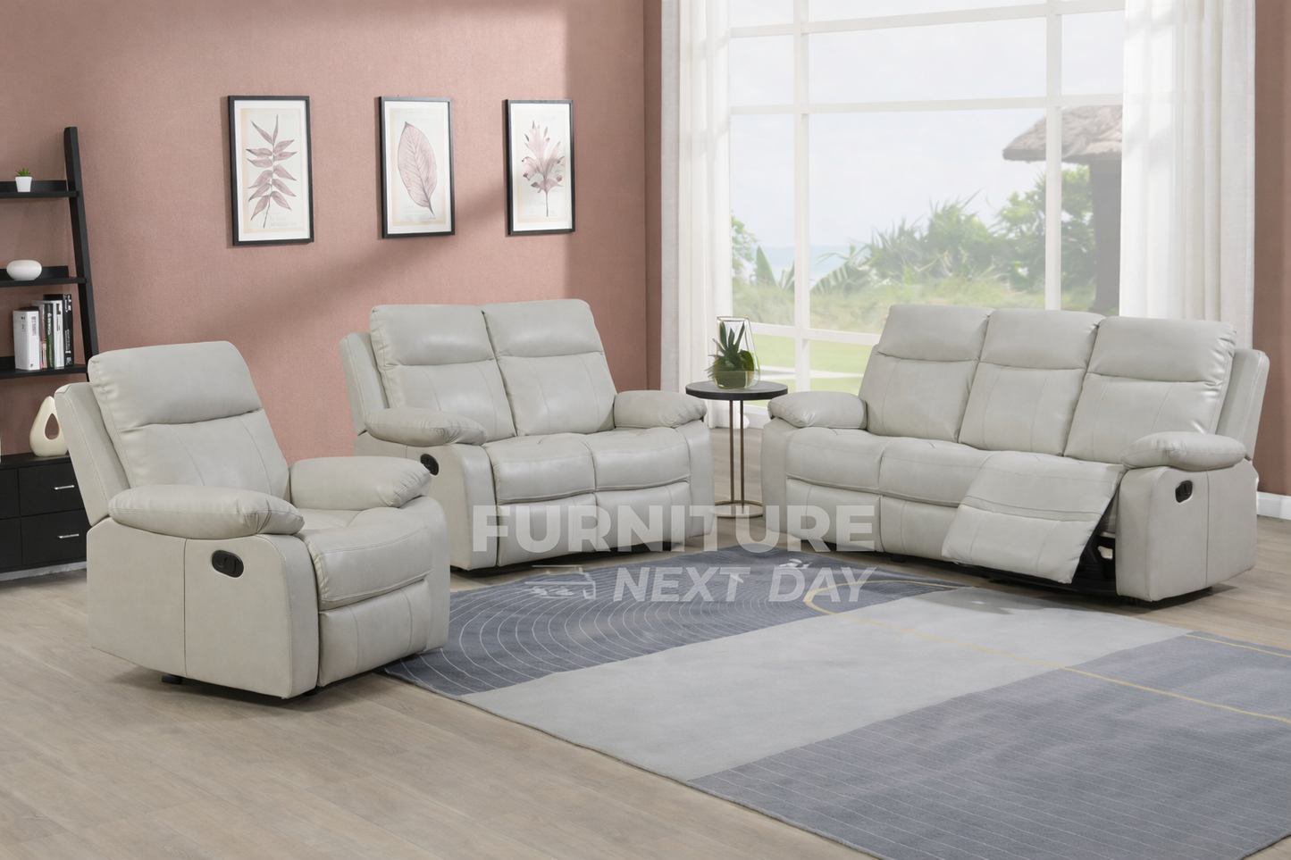 Barnhill 3+2 Leather Suite - Beige
