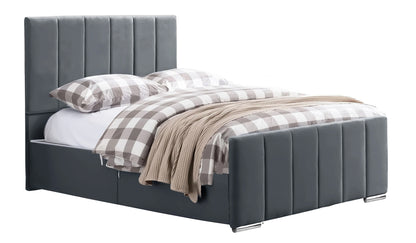 Brooke King Size Bedframe - Plush Velvet Charcoal