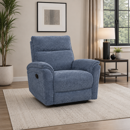 Loughmore 1 Seater Fabric Manual Recliner - Blue