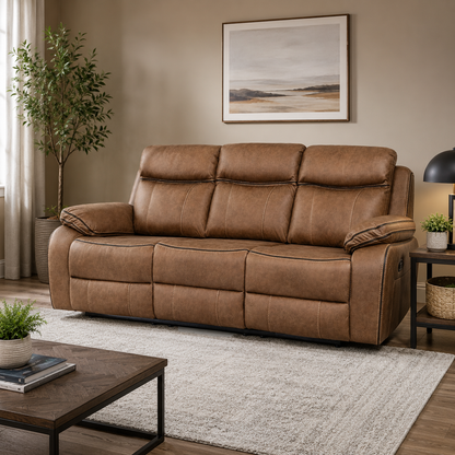 Killmore 3 Seater Fabric Manual Recliner- Tan