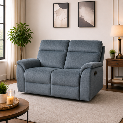 Ashtown 2 Seater Fabric Recliner Suite - Dark Grey