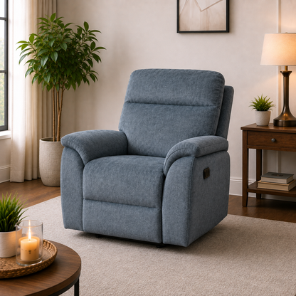Ashtown 1 Seater Fabric Recliner Suite - Dark Grey