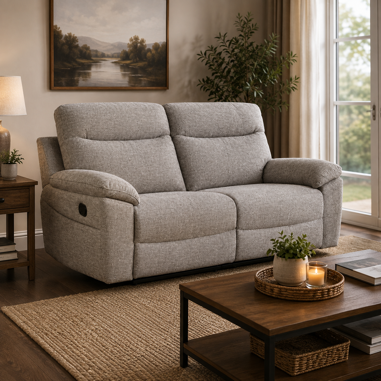 Violethill 3 Seater Fabric Manual Recliner- Dark Brown