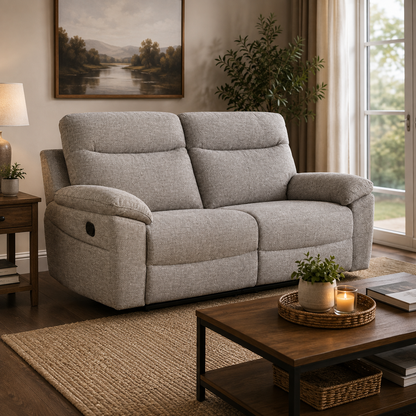 Violethill 3 Seater Fabric Manual Recliner- Dark Brown