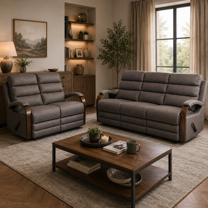 Tallaght 3+2 Fabric Manual Recliner - Grey