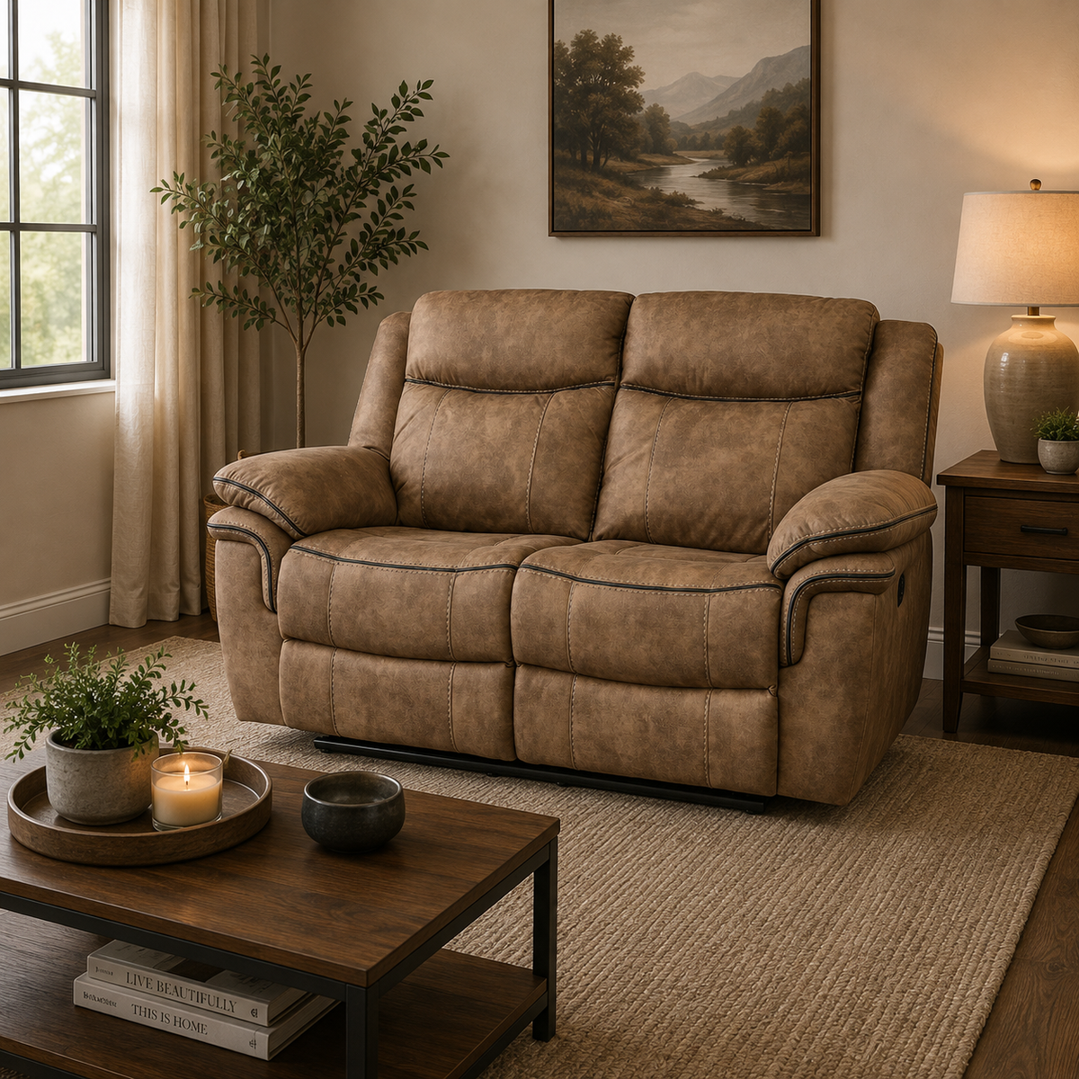 Lucan 2 Seater Brown Fabric