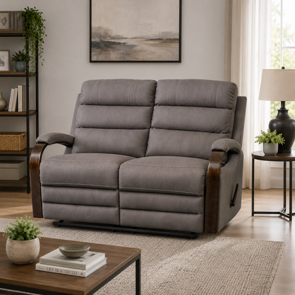 Tallaght 2 Seater Fabric Manual Recliner-Smoke Grey