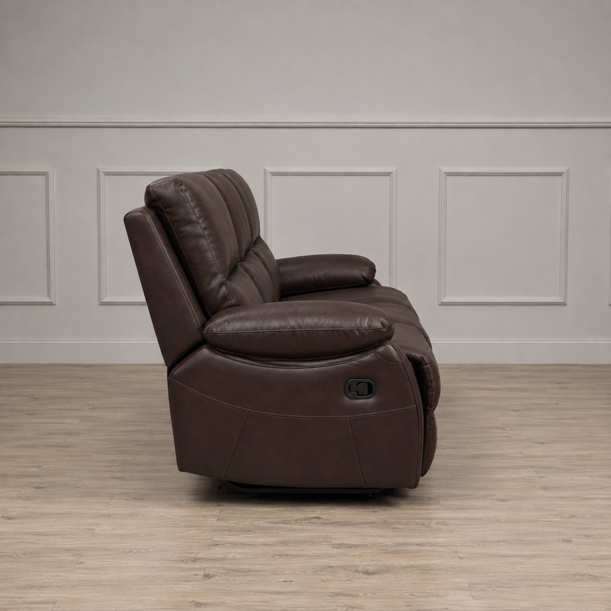 Galway 3 Seater Leather Manuel Recliner- Brown
