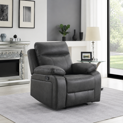 Killmore 1 Seater Fabric Manual Recliner- Gun Metal