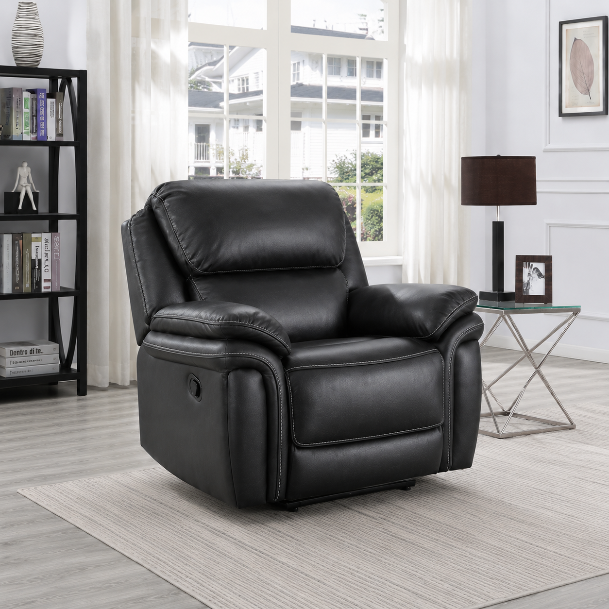 Grange 1 Seater Fabric Manual Recliner- Slate