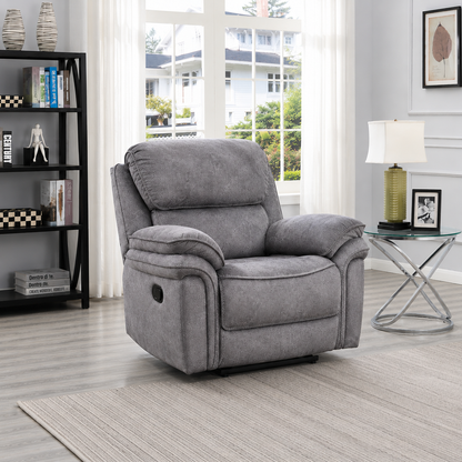 Grange 1 Seater Fabric Manual Recliner- Dark Grey